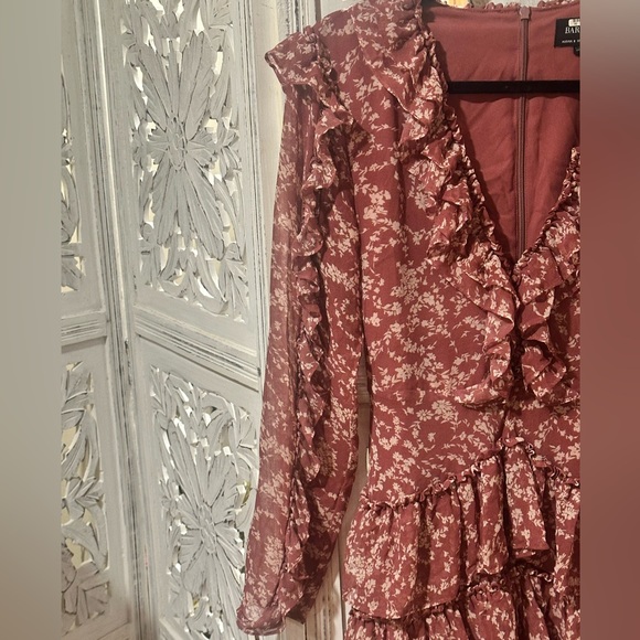 Bardot Ruffled Floral Dress in Dusty Rose - Picture 7 of 8